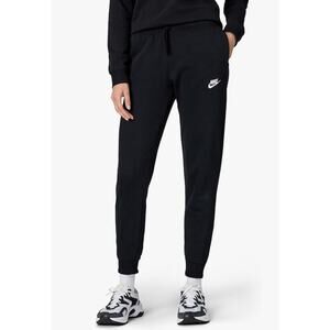 Nike Women's Sportswear Club Fleece Mid-Rise Joggers, Black/White, Large